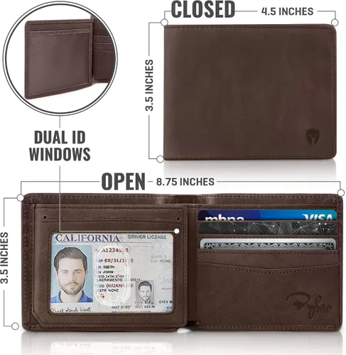 Vista 4 de Billetera de dos espacios para identificación, sostenedor de RFID, compartimento para tarjetas de capacidad extra, lo mejor en protección