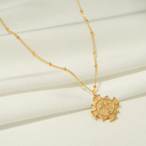 Vista 176 de Fettero - Collar con dije de cruz de fe, chapado en oro de 14 K, cadena fina, minimalista, simple, pequeña, para oración, regalo de joyería religiosa