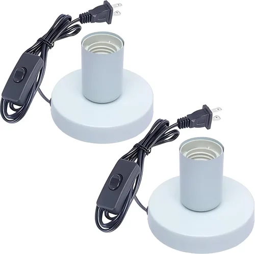Vista 8 de Lámpara de mesa industrial, pequeña base de enchufe de luz de escritorio de metal pulido, soporte de bombilla de rosca Edison vintage E26/E27, cable