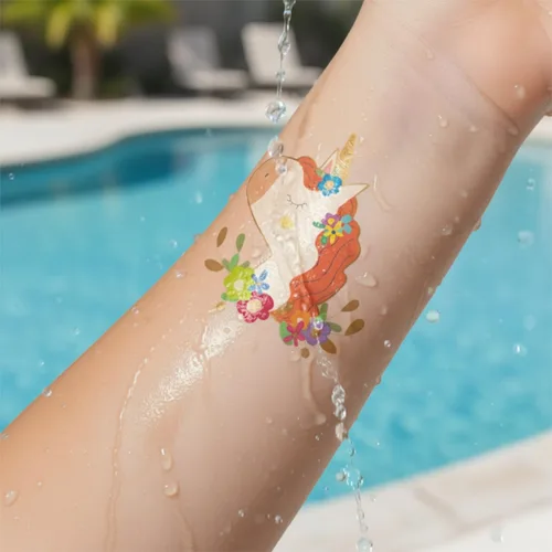 Vista 5 de PapaKit Unicorn and Friends - Juego de 36 tatuajes falsos temporales, 18 hojas envueltas individualmente Recompensa de regalo de fiesta