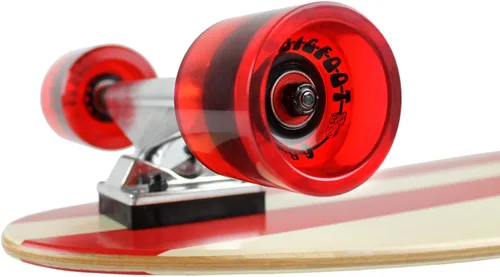 Vista 5 de Paradise Longboard Kicktail Complete Cruiser - Monopatín con rayas rojas, 9 x 44 pulgadas