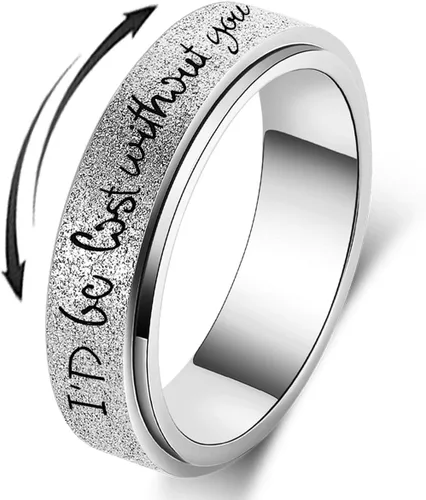 Vista 7 de Anillo Inicial Giratoria de Ansiedad para Mujeres Anillo de Ansiedad para Mujeres y Hombres Anillo de Pulgar para Hombres Anillo Giratoria de Plata