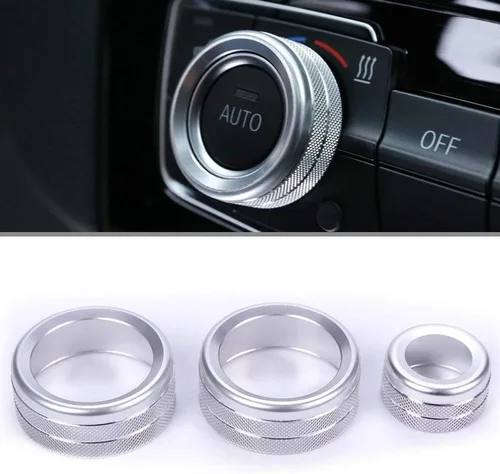 Vista 9 de YIWANG Aleación de aluminio car styling aire acondicionado Perillas de audio Circle Trim 3 unids para BMW 1 2 3 4 Series F30 F34 F46 GT X1 F47 F48