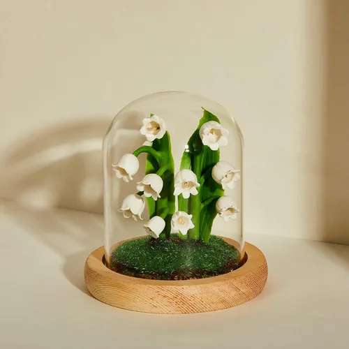 Vista 5 de Hortsun Lirio del Valle Regalos para Mujeres Lámpara de Vidrio Flor de Lirio del Valle para Mujeres Decoración Lámpara para Cumpleaños Aniversario