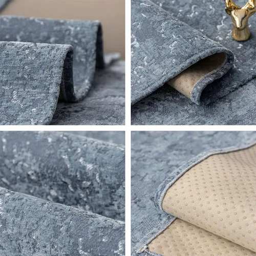 Vista 6 de vctops Funda de lujo de felpa en relieve para sofá, funda antideslizante de jacquard para sofá seccional, súper suave, protector de muebles para Azul