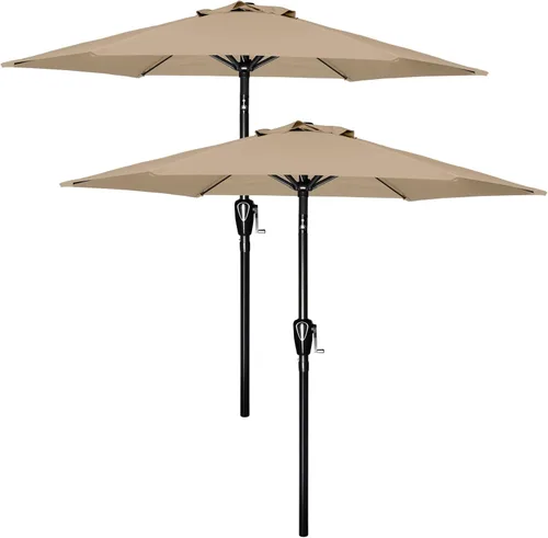 Vista 12 de YSSOA Sombrilla de patio de 7.5 pies con 6 varillas resistentes, color beige