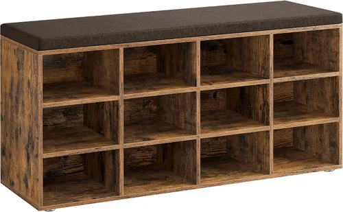 Vista 11 de VASAGLE - Colección CUSTOS - Banco para zapatos, banco de almacenamiento con asiento acolchado, banco de entrada con 9 compartimentos