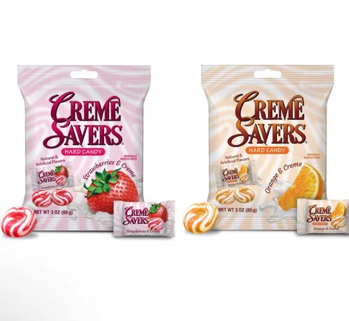 Vista 2 de Creme Savers - Caramelo duro de fresas y naranjas 12 onzas en total, 4 bolsas