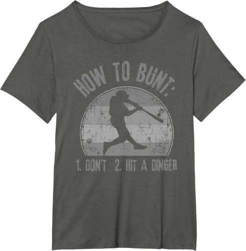 Vista 68 de Cómo Bunt Don't Hit A Dinger - Camiseta divertida de béisbol y sóftbol, Negro, S