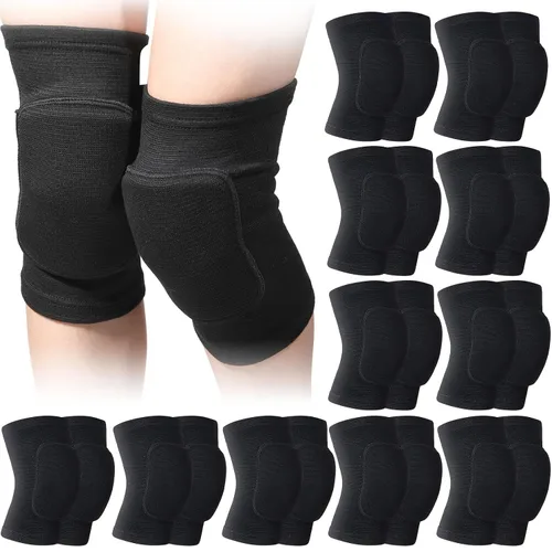 Vista 10 de Lenwen 12 pares de rodilleras de voleibol para bailarines, suaves y transpirables, rodilleras para hombres y mujeres, fútbol, fútbol, yoga, Negro