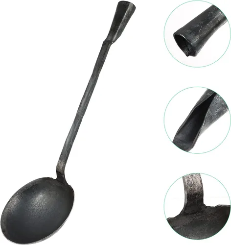 Vista 4 de Cuchara de hierro forjado de jardín Cuchara de acero de alto carbono para perros Comida para perros Bonsai Tierra Potting Scoop