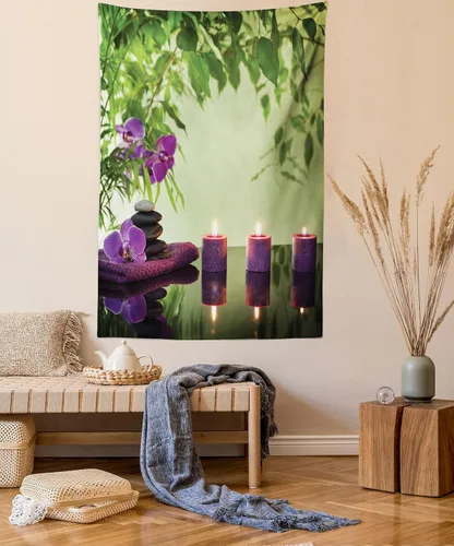 Vista 31 de Ambesonne Tapiz hippie, abrazo de hongos de ensueño y árbol de la vida místico y mandal verde, decoración de tela para colgar en la pared