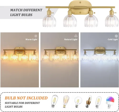 Vista 211 de Shenmoyl Lámparas de baño, lámpara de pared de 2 luces para tocador sobre espejo con pantalla de vidrio tulipán blanco para dormitorio, sala