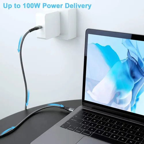 Vista 3 de Cable para Oculus Quest 2 (cable de BoxWave) Cable PD DirectSync (10 pies) USB-C a USB-C (100 W), cable largo de aleación de nailon trenzado PD