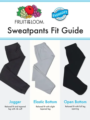 Vista 4 de Fruit of the Loom Eversoft Fleece Elastic Bottom Sweatpants with Pockets, Relaxed Fit, Moisture Wicking, Breathable