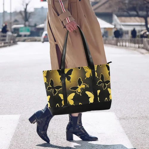 Vista 6 de Animal Mariposas Oro Negro moda 14 pulgadas portátil tote bag con cremallera maletines para yoga con pañal maletin ejecutivo para mujer, Mariposas