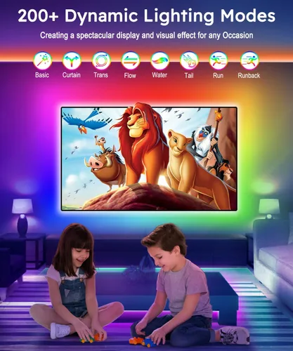 Vista 5 de MORIACC Luces LED para TV de 16.4 pies, retroiluminación LED para TV de 45 a 75 pulgadas, sincronización de música, tira LED que cambia
