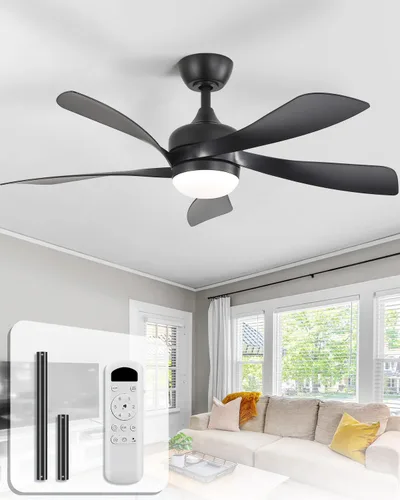 Vista 24 de Sofucor Ventilador de techo inteligente de 52", ventiladores de techo blancos para interiores/exteriores con luces y control remoto, funciona