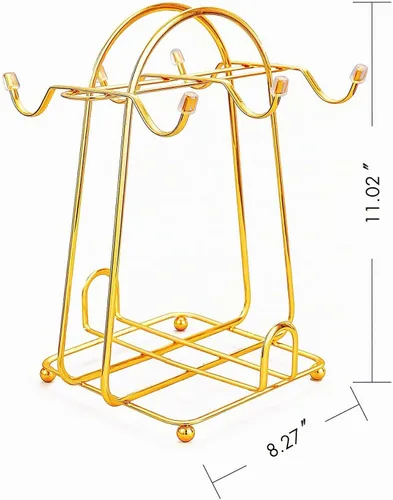 Vista 2 de CHENP.HMC Ganchos para tazas de café para almacenamiento en el hogar, soporte de acero inoxidable para tazas de té, soporte, soporte de metal dorado