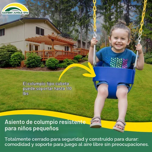 Vista 2 de Eastern Jungle Gym Asiento de columpio para niño con respaldo alto y respaldo alto Cadenas revestidas totalmente montadas Accesorio de columpio