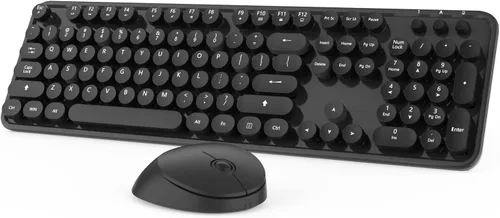 Vista 12 de Combo de teclado y mouse inalámbricos, teclado blanco lindo de 104 teclas con pad numérico y mouse para Windows, computadora, PC, portátil (blanco)