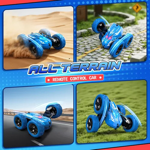 Vista 4 de Excitobo Coche de Control Remoto, Coches RC para Niños de 4, 5, 6, 7, 8, 9, 10, 11, 12 Años, Coche RC de Derrape 4WD Recargable con Doble Cara