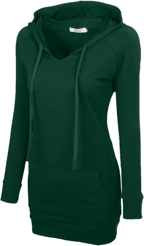 Vista 3 de BEPEI Sudaderas con capucha para mujer, manga larga, estilo túnica, elegantes, con bolsillos