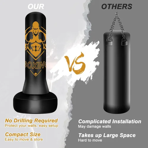 Vista 4 de Standing Punching Bag for Adults, 70" Punching Bag Stand, Boxing Heavy Bag with Stand, Freestanding for Adults Men MMA Thai Fitness Karate Muay