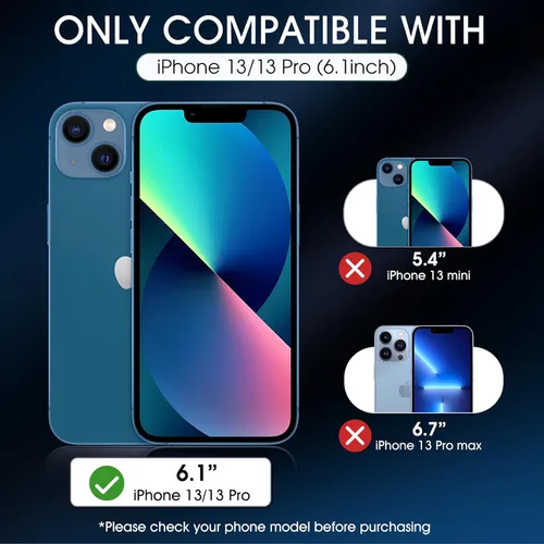 Vista 2 de Paquete de 3 protectores de pantalla de película de hidrogel para iPhone 13/iPhone 13 Pro, protector de pantalla de TPU suave HD para iPhone 13/13