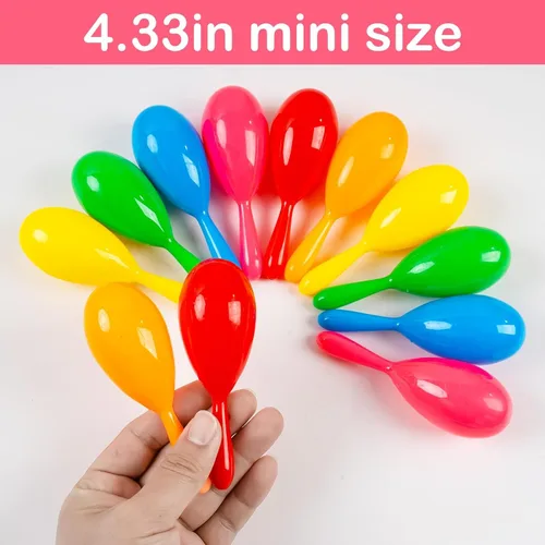 Vista 4 de 12 mini maracas para niños, maraca de plástico, regalos de fiesta para niños, fiesta del Cinco de Mayo, temática mexicana, suministros de fiesta