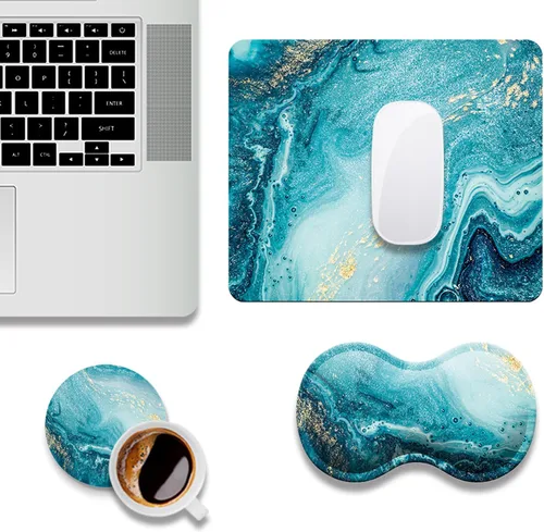 Vista 8 de Almohadilla de reposamuñecas para teclado ampliada, kit ergonómico de reposamuñecas para teclado y mouse con cojín de espuma viscoelástica, soporte