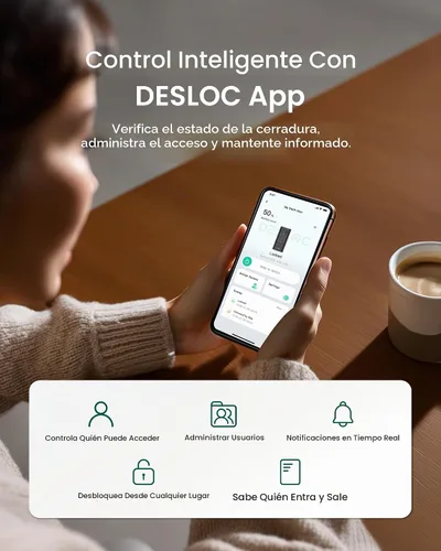 Vista 3 de DESLOC Cerradura inteligente de la vena de palma, cerrojo recargable del Negro mate