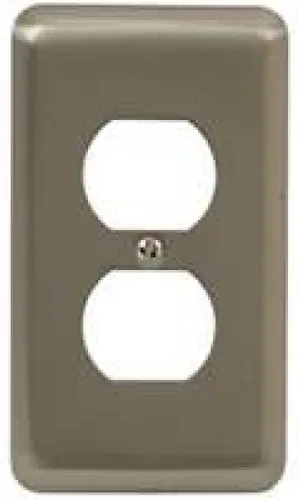 Vista 2 de Amerelle Devon Round Corner Single Rocker/Single Duplex Placa de pared de acero en níquel cepillado
