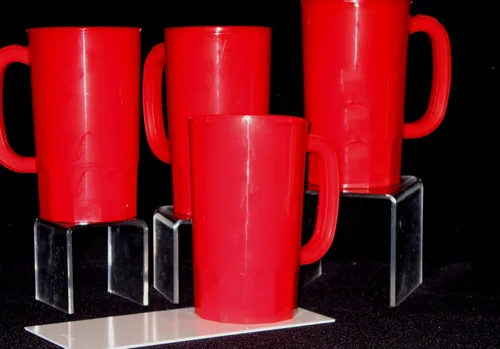Vista 3 de Talisman, tazas de plástico para cerveza, grandes, 32 onzas, paquete de 8, color rojo