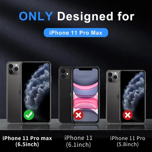 Vista 2 de Funda para iPhone 11 Pro Max, translúcida mate trasera compatible con Magsafe magnética, delgada, a prueba de golpes, con correa de cordón, funda