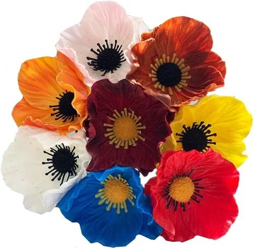 Vista 2 de Rikyo 10 ramos de flores artificiales de 11 pulgadas, flores de amapola, no se decoloran, flores silvestres falsas de poliuretano para mesa
