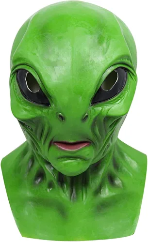Vista 8 de Máscara de alienígena de cabeza completa para Halloween, terrorífico accesorio de disfraz de látex para eventos embrujados Am.07