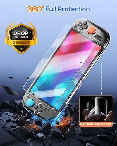 Vista 4 de FYOUNG Protective Case for Nintendo Switch 2 2025, Slim Hard Shell for Switch 2 Accessories, Scratch&Shock Protection Cover with Screen Protector, 8