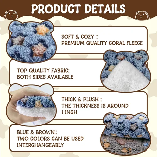 Vista 3 de 2 piezas de cama para conejillo de indias, colchón lavable para conejo pequeño, acolchado para animales pequeños, almohada para conejillo de indias