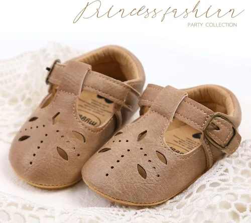 Vista 3 de SOFMUO Zapatos deportivos de cuero con cordones para bebés, niños y niñas, suela de goma suave, mocasines Oxford para recién nacidos