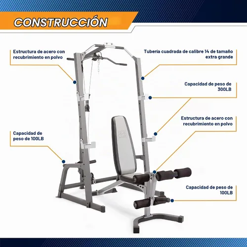 Vista 7 de Marcy Pro Deluxe Cage System with Weightlifting Bench All-in-One Home Gym Equipment PM-5108