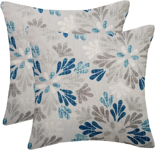 Vista 17 de Juego de 2 fundas de almohada negras y grises de 40 x 40 cm, geométricas, florales, decorativas para exteriores, fundas de almohada estilo granja