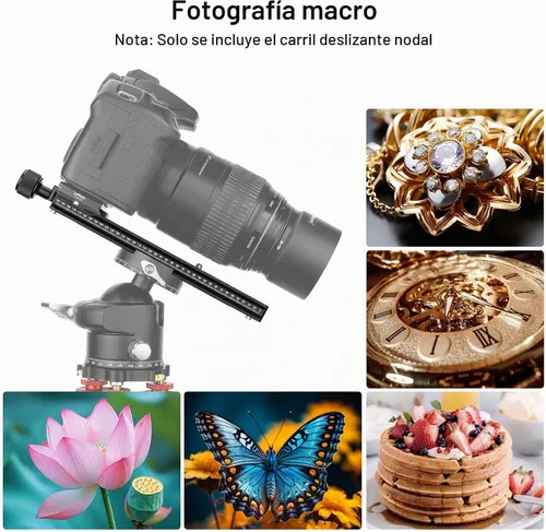 Vista 2 de Riel de 3.937 in Nodal Slide Metal Tornillo Perilla Abrazadera Placa de liberación rápida para trípode Cabeza de bola rápida con RRS Arca Swiss