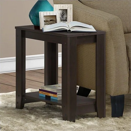 Vista 2 de Monarch Specialties I Accent - Mesa de lámpara lateral con estante, 24 x 12 x 22 pulgadas, capuchino Capuccino
