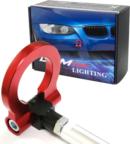 Vista 7 de iJDMTOY Anillo de gancho de remolque de estilo de carreras azul compatible con BMW 1 3 5 Series X5 X6 (E36 E39 E46 E90 E92, etc.), compatible