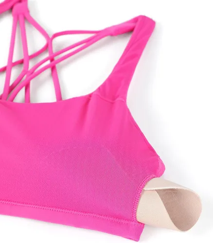 Vista 5 de CRZ YOGA Brasier deportivo de mujer con sensación de desnudo, espalda cruzada, con tirantes, acolchado, soporte medio, inalámbrico, para gimnasio
