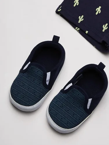 Vista 3 de Hudson Baby - Conjunto unisex de body, pantalones cortos de algodón y zapatos para bebé