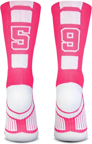Vista 41 de ChalkTalkSPORTS Calcetines de equipo personalizados - Calcetines con números rosados Elige tu número