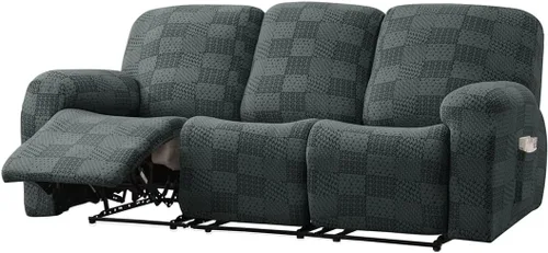 Vista 28 de vctops 10 fundas geométricas para sofá reclinable copetudo, suaves, elásticas y suaves de 4 asientos, funda antideslizante para sofá, protector