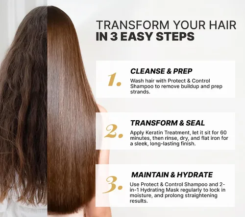 Vista 6 de Tratamiento capilar de queratina, queratina + champú + kit de mascarilla capilar, queratina para alisar el pelo, SIN FORMOL, Relajante del cabello
